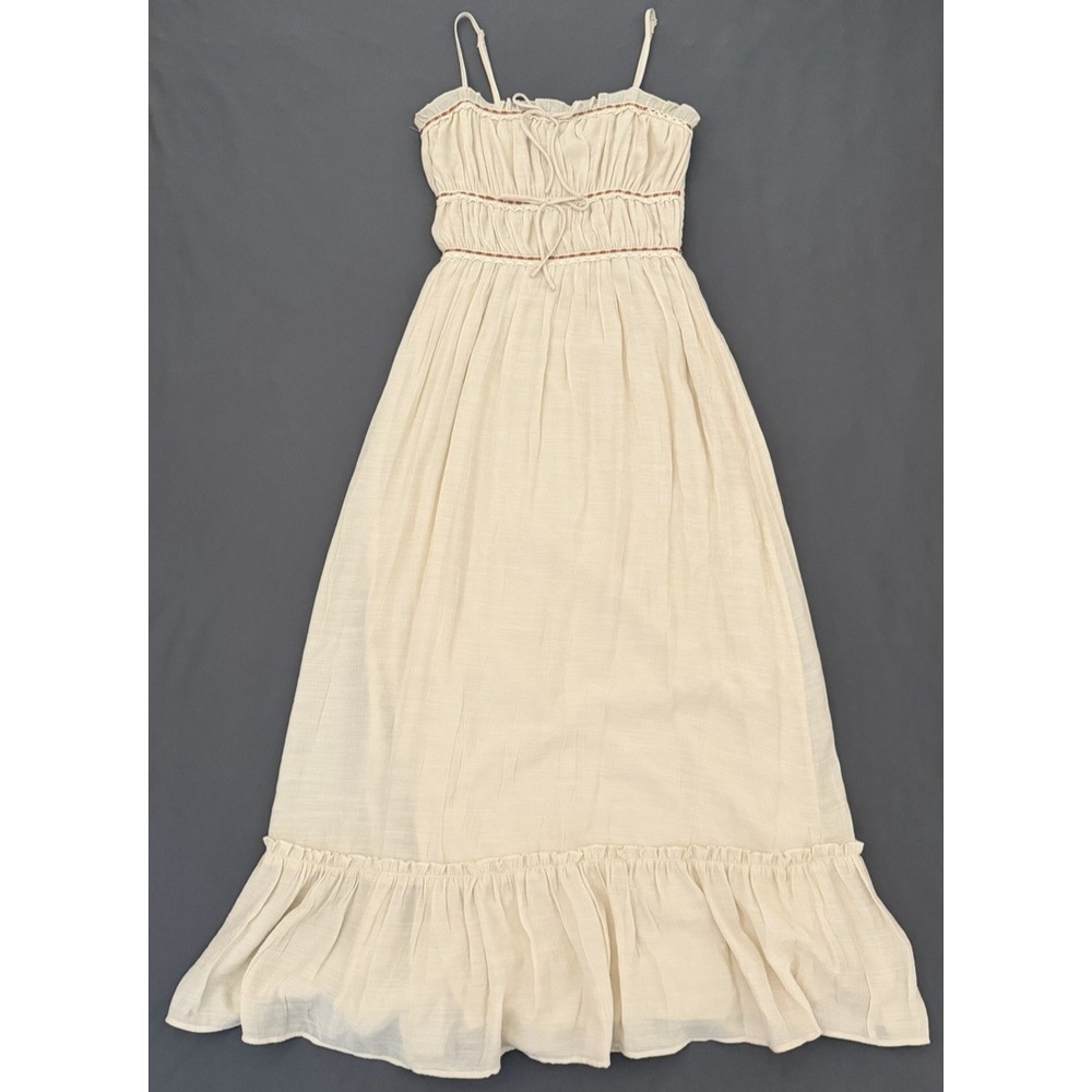 Sincerely Jules Boho Maxi Dress Womens Small Cream Cottagecore Adjustable Straps